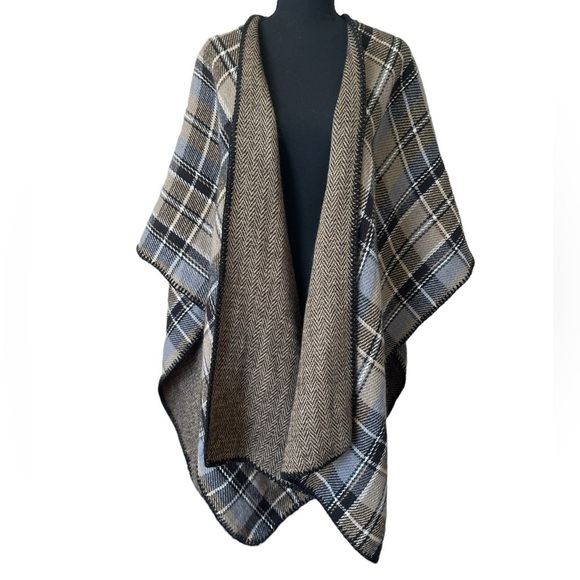 Woolrich One Size Women’s Tartain Plaid Blanket Wrap Poncho Shawl Reversible - Picture 1 of 7